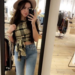Free People Plaid Top